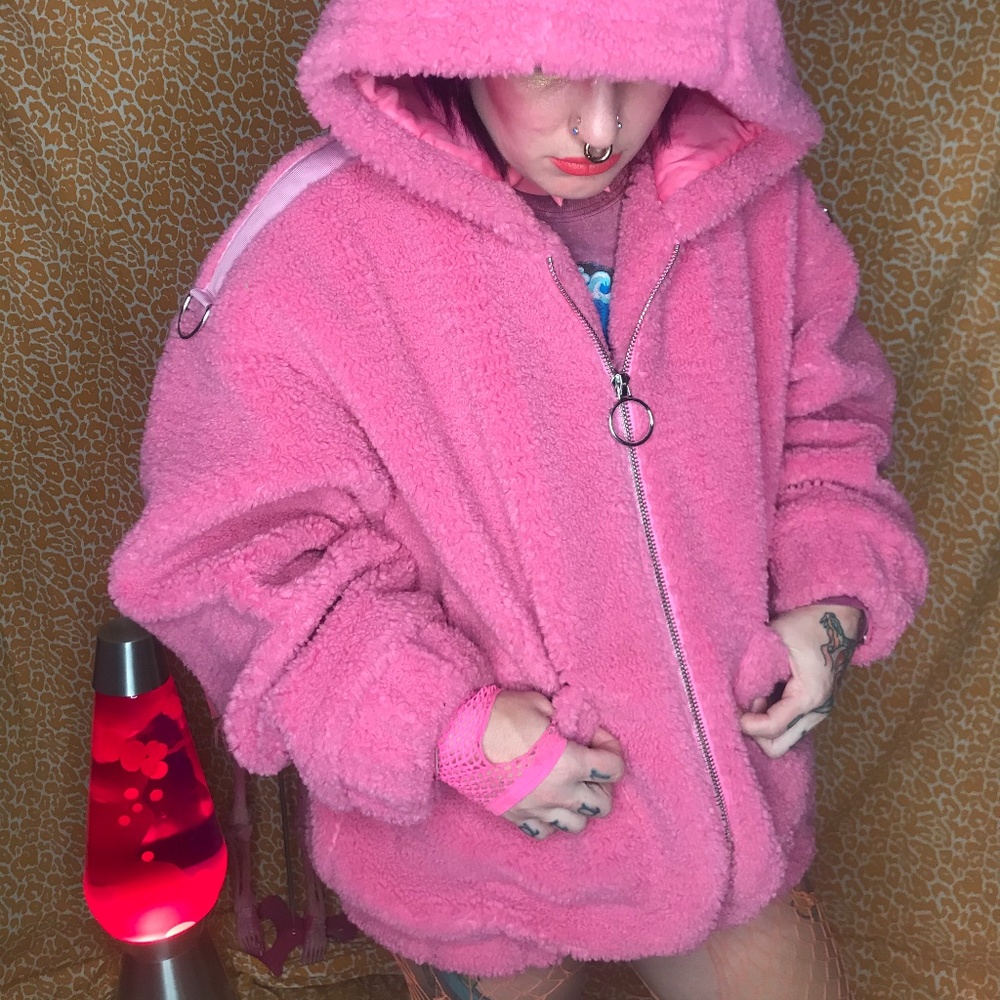 Dolls Kill Club Exx Pink Bondage Fleece
